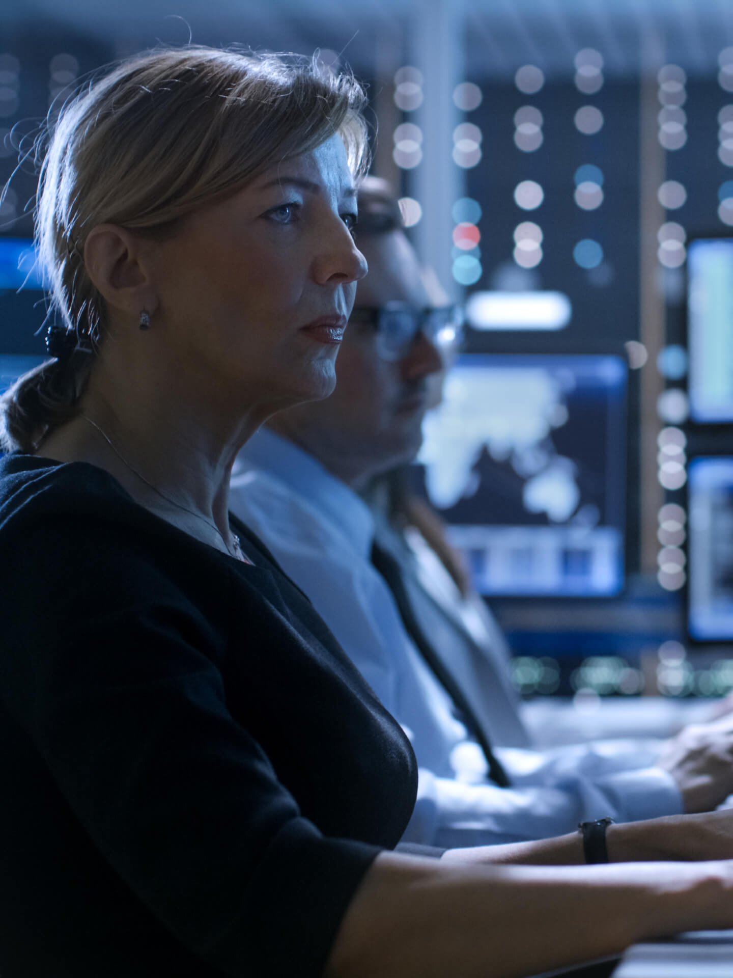 Government workers accessing their WelCorp account to updated their communication automations