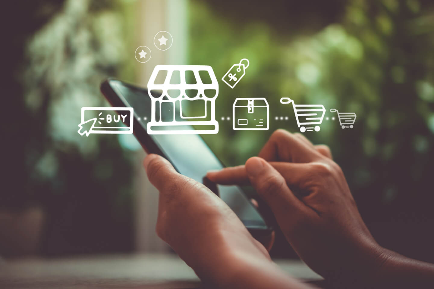 A person using their phone to send a shopping order