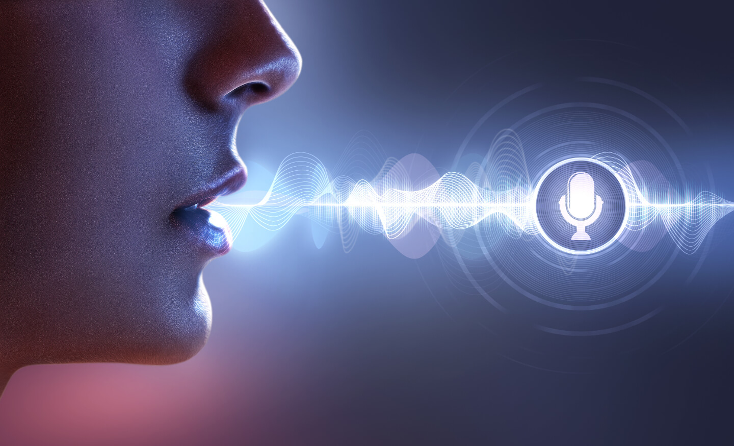 Sound waves representing a person speaking into a microphone