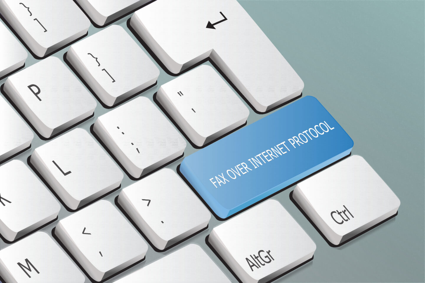 A keyboard with the shift key replaced with fax over internet protocol